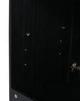 Adjustable shelf design on the 36 inch Noirline black chestnut finish bathroom vnaity base without sink.