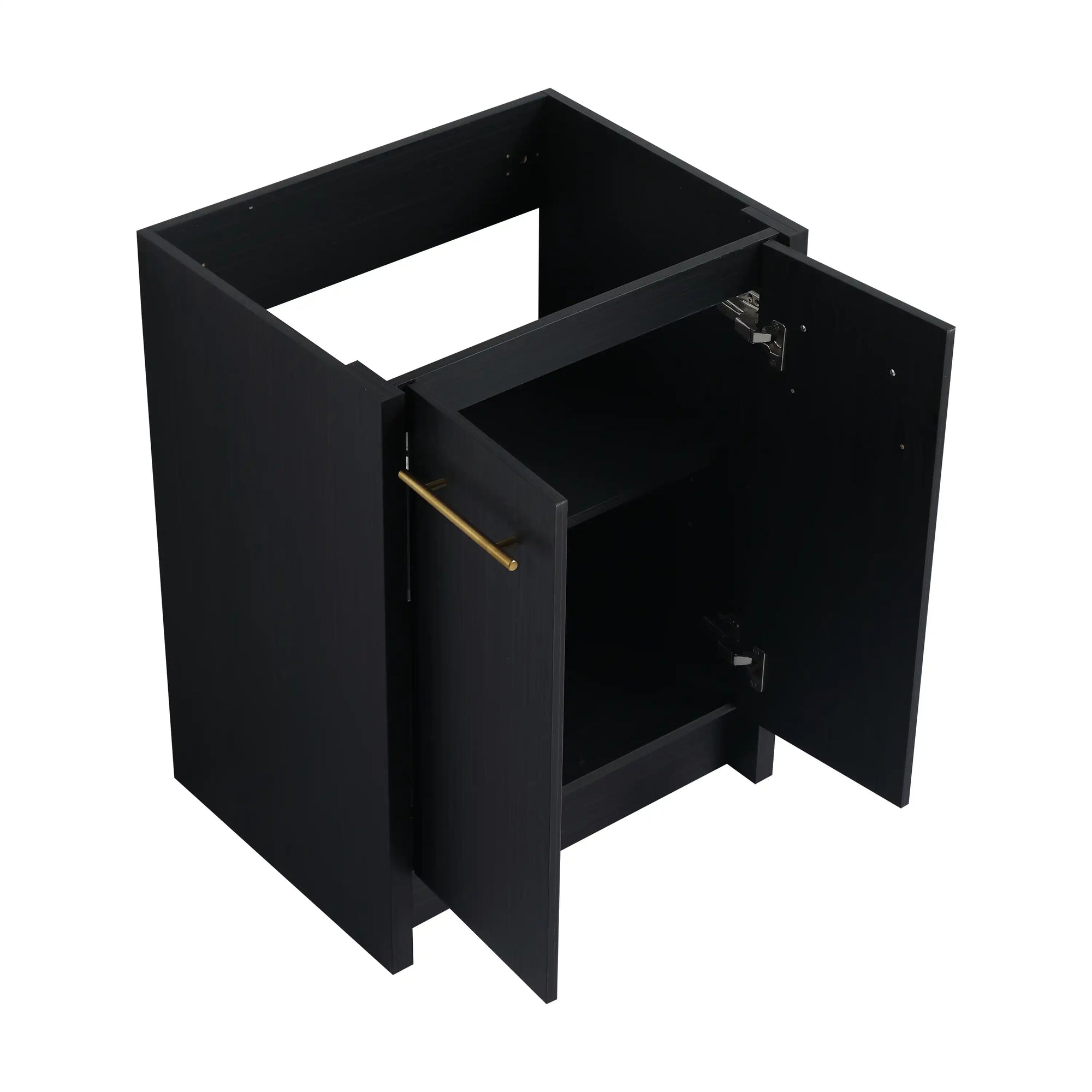 24" bathroom vanity base cabinet angled view with open door and interior storage space | Ace Decor