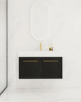 Wall-Mounted Bathroom Vanity with Thick Resin Sink size: 35 X 18