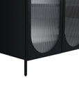 Lower cabinet view of 30" black freestanding makeup vanity with acrylic door panels | Ace Decor