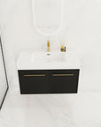 Wall-Mounted Bathroom Vanity with Thick Resin Sink size: 35 X 18