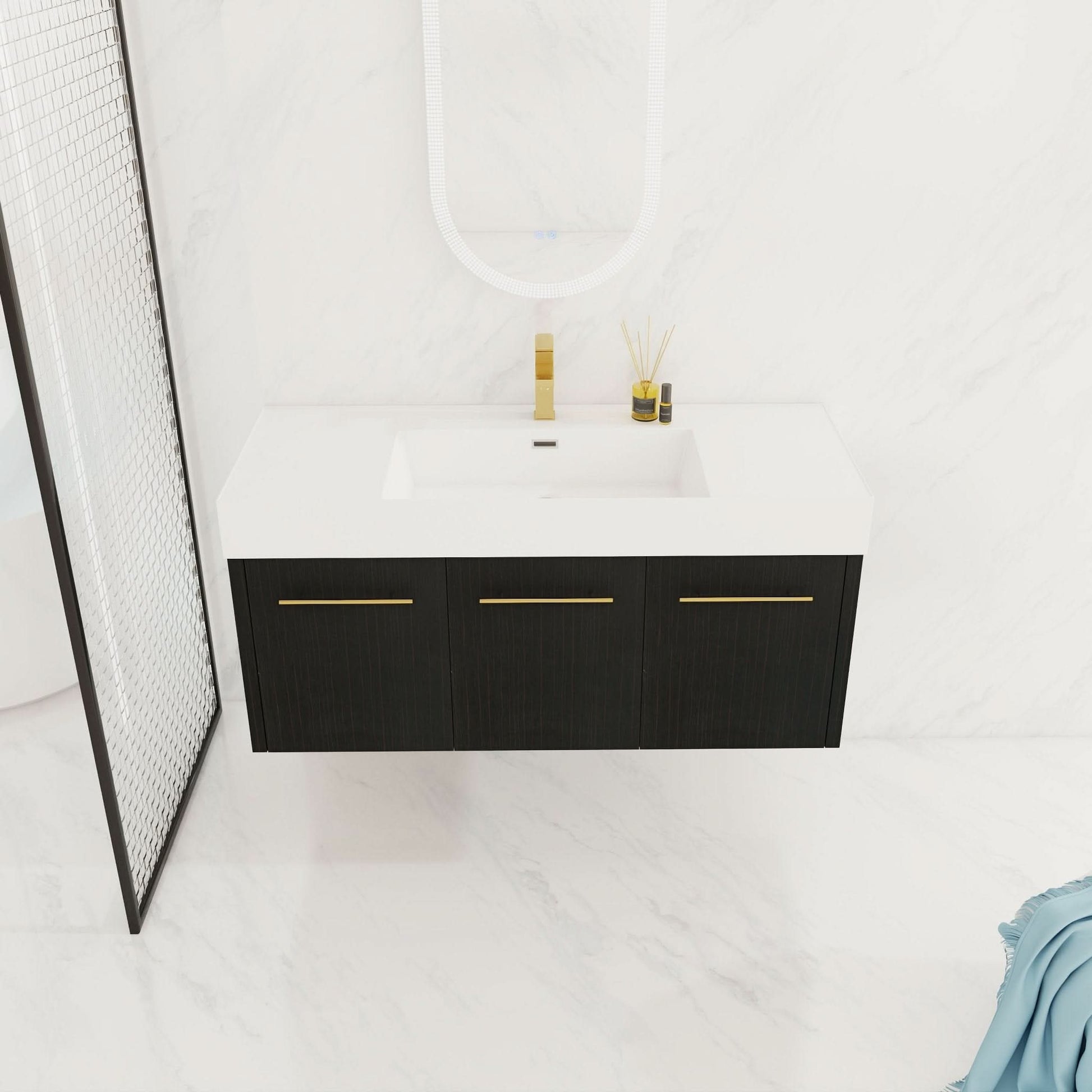 Wall-Mounted Bathroom Vanity with Thick Resin Sink size: 47 X 18