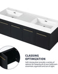 60 inch bathroom vanity with double sink and soft-close cabinet storage detail | Ace Decor