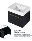 24" small wall mounted vanity with soft-close doors and organized storage feature | Ace Decor