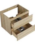 Angled view of 24 inch bathroom vanity with drawers, drawers open | Ace Decor