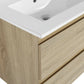 Wall-Mounted Bathroom Vanity with Ceramic Sink and Soft Close Drawers size: 24 X 18