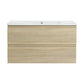 Wall-Mounted Bathroom Vanity with Ceramic Sink and Soft Close Drawers size: 36 X 18