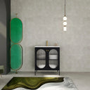 30" Black Freestanding Bathroom Vanity with Ceramic Sink & Acrylic Soft Close Doors