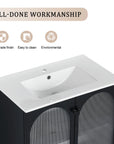 30" freestanding makeup vanity with ceramic sink highlighting durable finish and easy-clean surface | Ace Decor