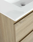 Wall-Mounted Bathroom Vanity with Ceramic Sink and Soft Close Drawers size: 30 X 18