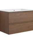 30" bathroom vanity hanging angled view with ceramic sink | Ace Decor