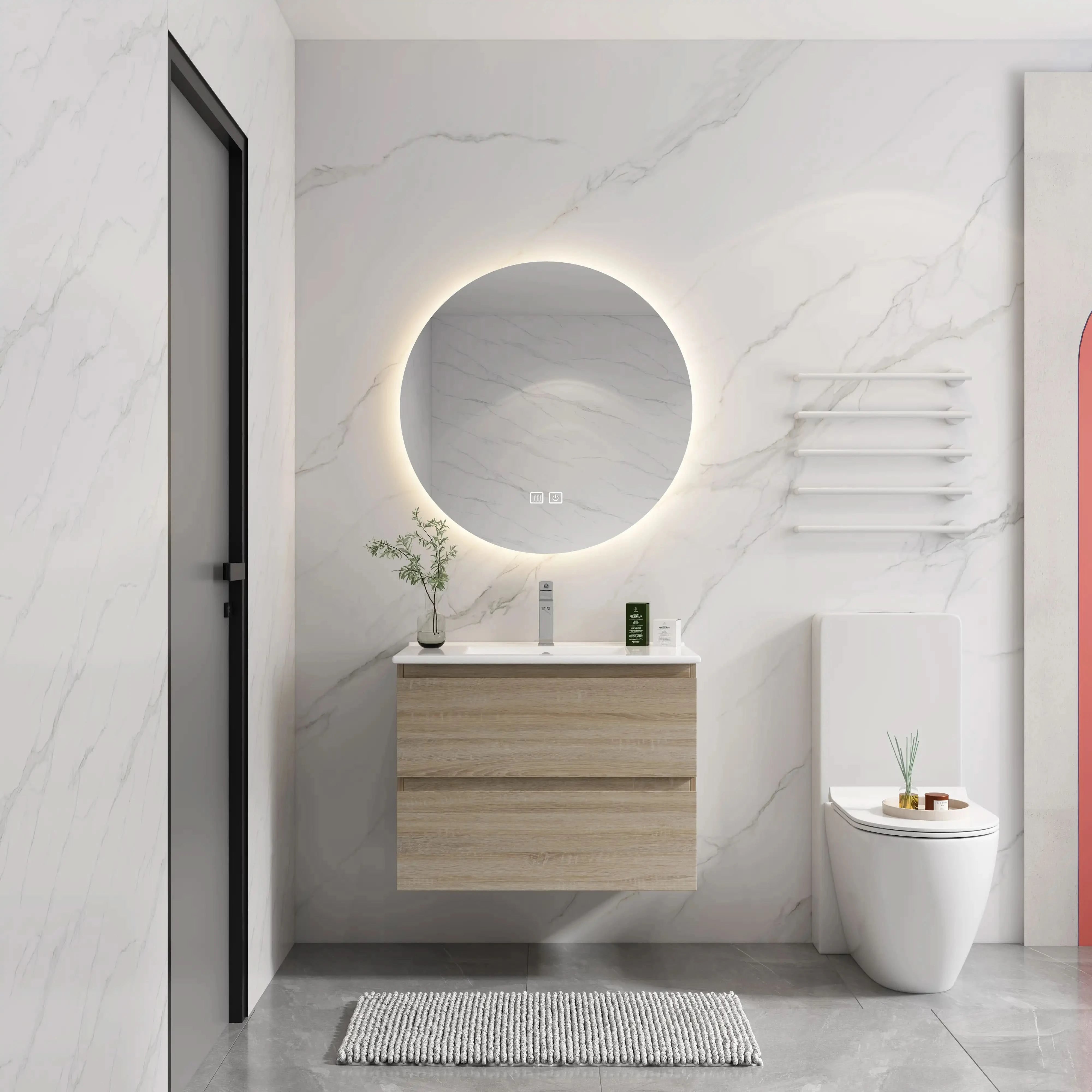 Eclife 24-Inch Gray Bathroom Vanity Set With Glass Ceramic Sink & Faucet – No Mirror