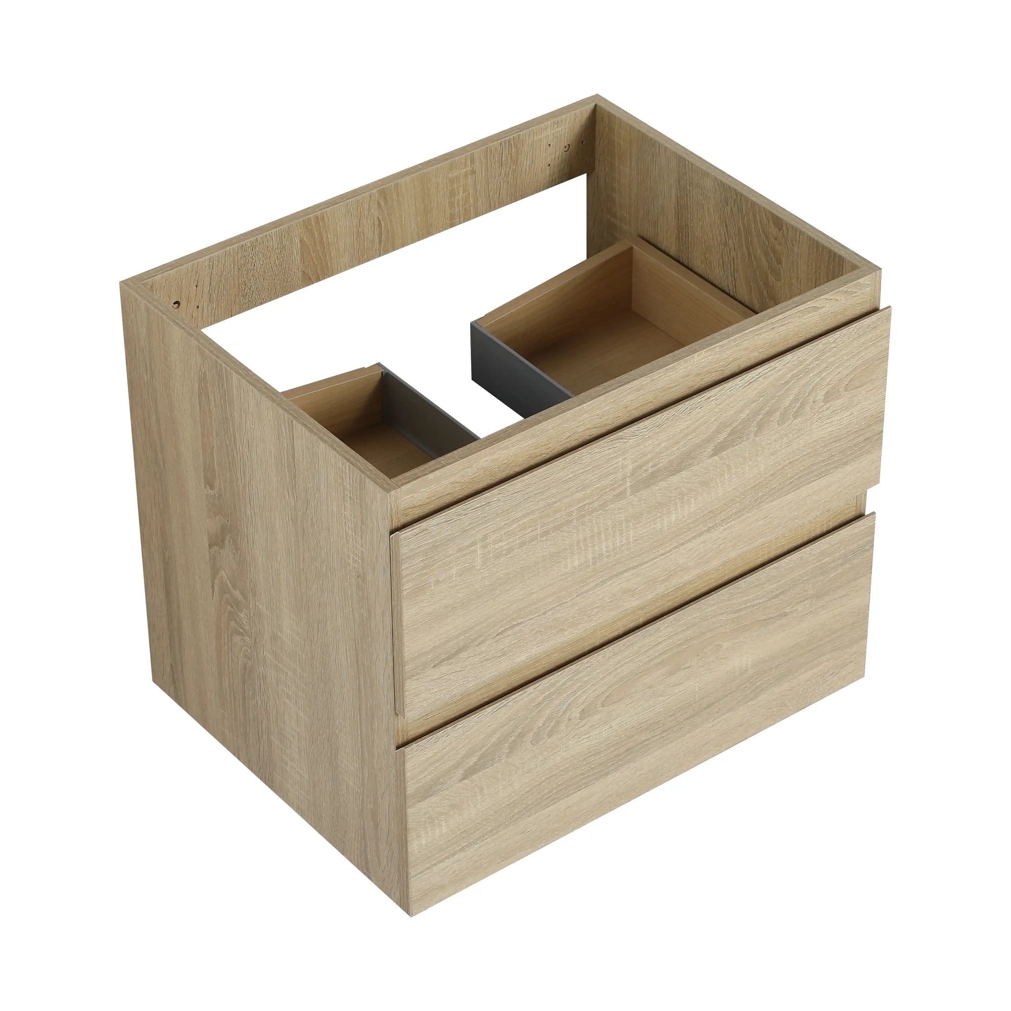 Angled view of 24 inch bathroom vanity with drawers, sink removed | Ace Decor