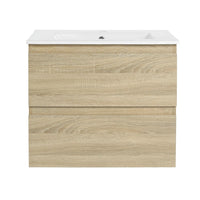 Front view of 24 inch bathroom vanity with drawers and ceramic sink | Ace Decor