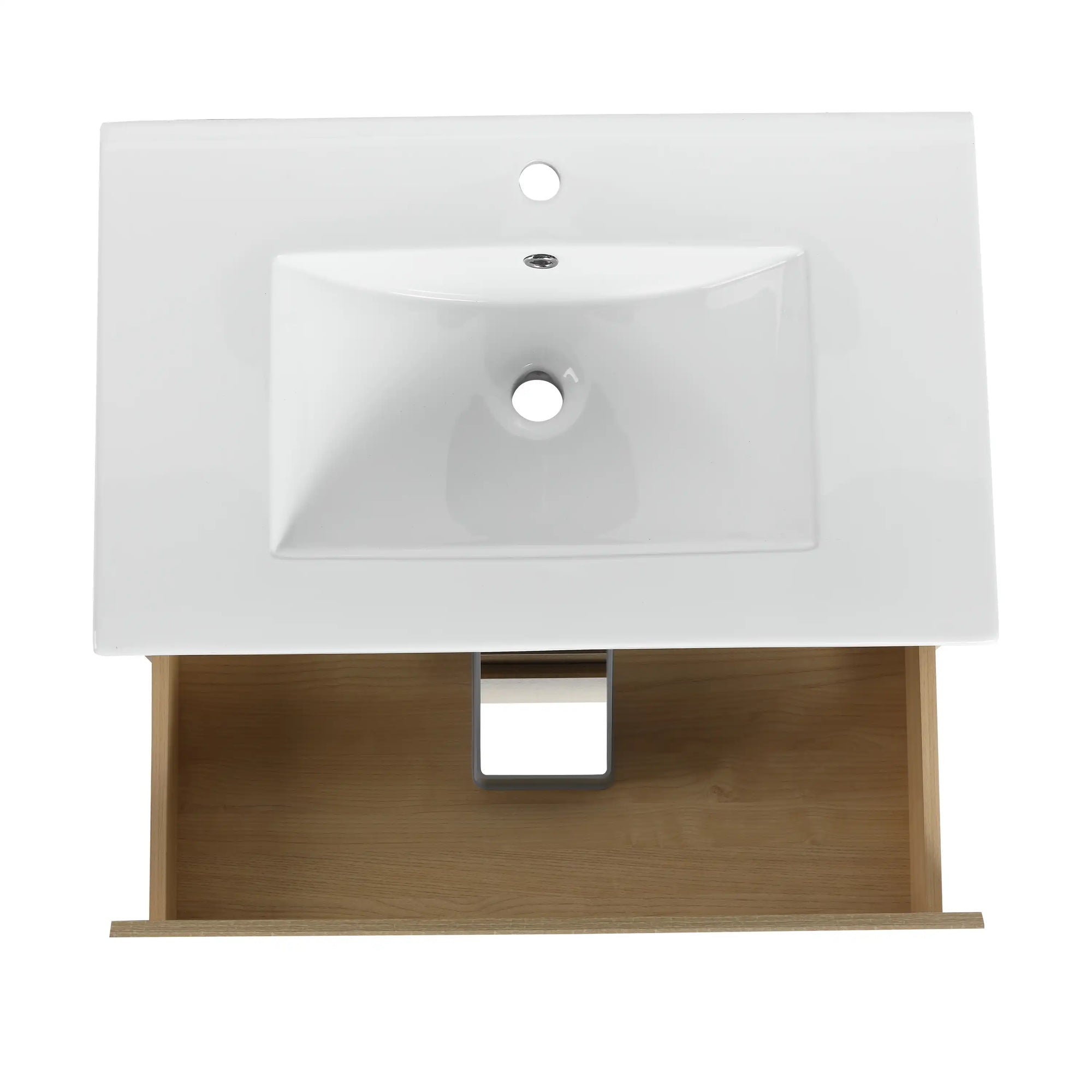 30 inch bathroom vanity, top view with drawer open | Ace Decor
