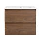 Brown Oak Wall-Mounted Vanity with Ceramic Sink size: 24 X 18