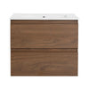 Brown Oak Wall-Mounted Vanity with Ceramic Sink size: 24 X 18