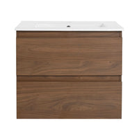24 inch bathroom vanity front view brown oak finish | Ace Decor