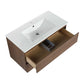 Brown Oak Wall-Mounted Vanity with Ceramic Sink size: 36 X 18