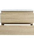 LumaOak Series 30" Light Oak Wall-Mounted Bathroom Vanity with Ceramic Sink & Soft-Close Drawers