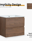 24 inch bathroom vanity brown oak simplicity design front view | Ace Decor