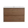 30" bathroom vanity hanging brown oak front view minimalist design | Ace Decor