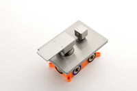 Front view of the solid brass 3-way shower diverter valve body.
