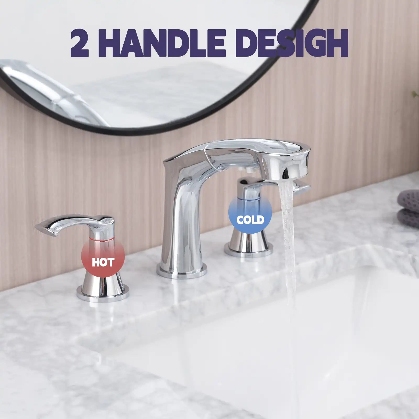 Harbor Series Chrome Faucet Bathroom – Pull-Out Sprayer with 2 Handles