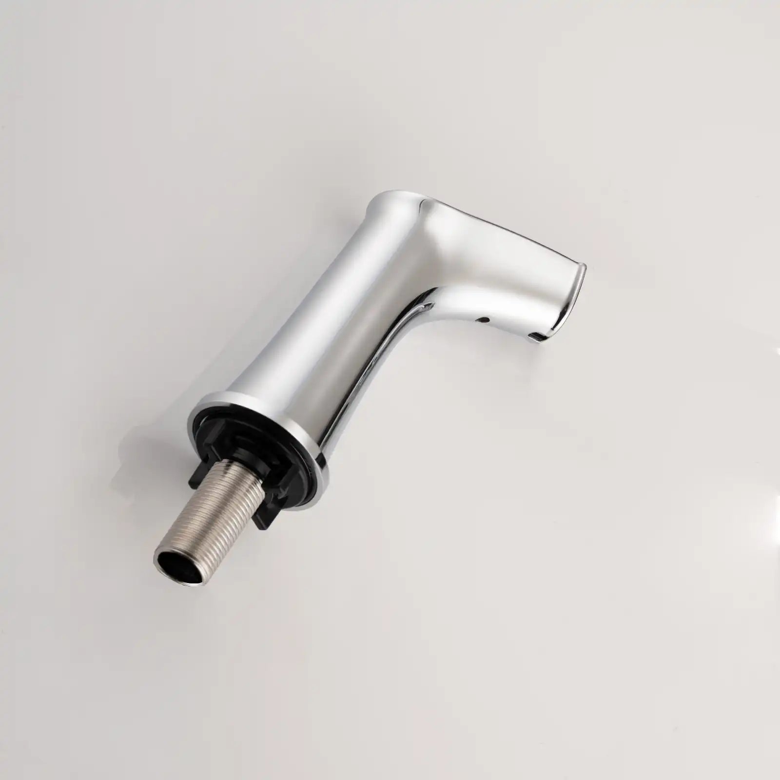 Durable spout component of a chrome bathroom faucet with stainless steel threading, designed for long-lasting performance and modern style | Ace Decor