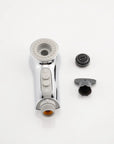 Replacement spray head with buttons and detachable parts for chrome bathroom faucet, designed for smooth water control and modern style | Ace Decor