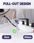 Harbor Series Chrome Faucet Bathroom – Pull-Out Sprayer with 2 Handles