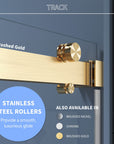 Gorgeous Soft-closing Double Sliding Frameless Shower Door With 3/8 Inch Clear Glass color:brushed gold