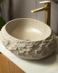 Astra Series 18" Oval Sculpted Resin Stone Vessel Basin - Ivory