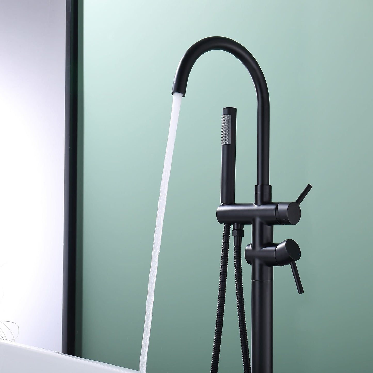 Copper Bathroom Faucet with Handheld Shower - Rainfall, CUPC Certified color:matte black