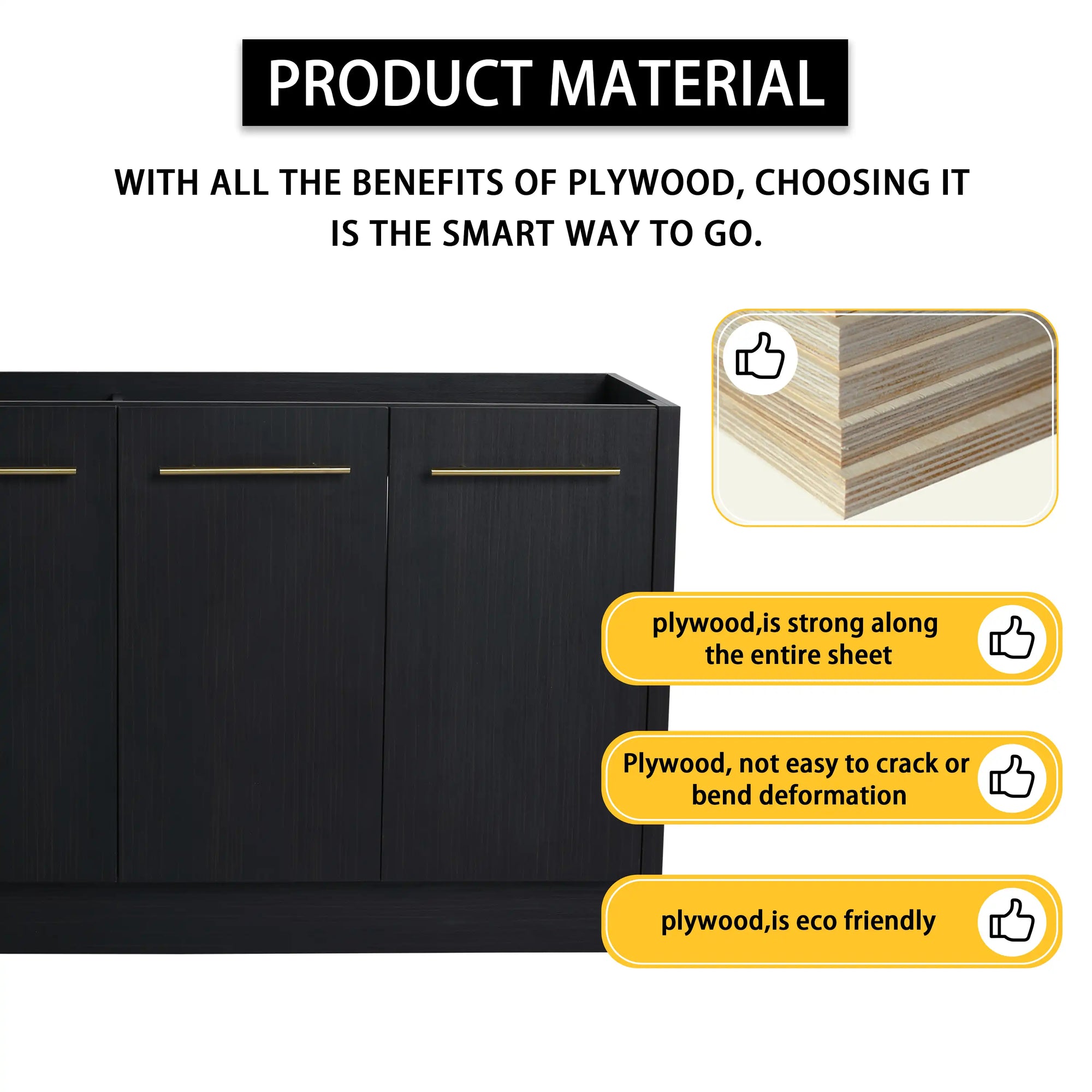 60" freestanding vanity unit base plywood construction showcasing durability and material benefits | Ace Decor