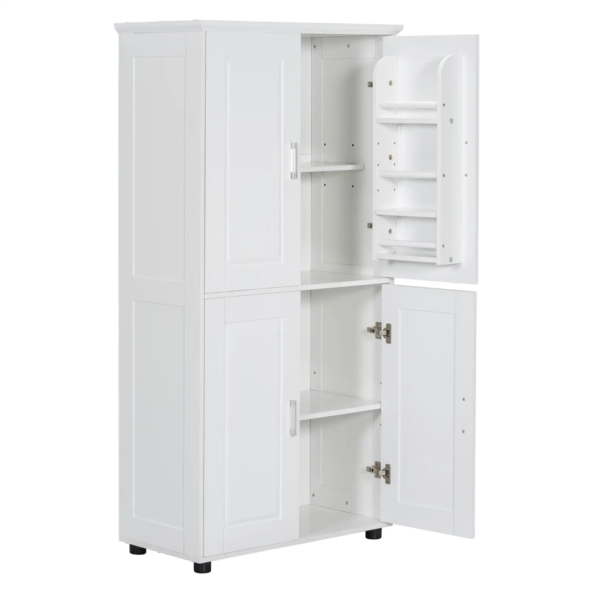 62”(H) Freestanding Bathroom Floor Storage Cabinet, 4 Adjustable Shelves