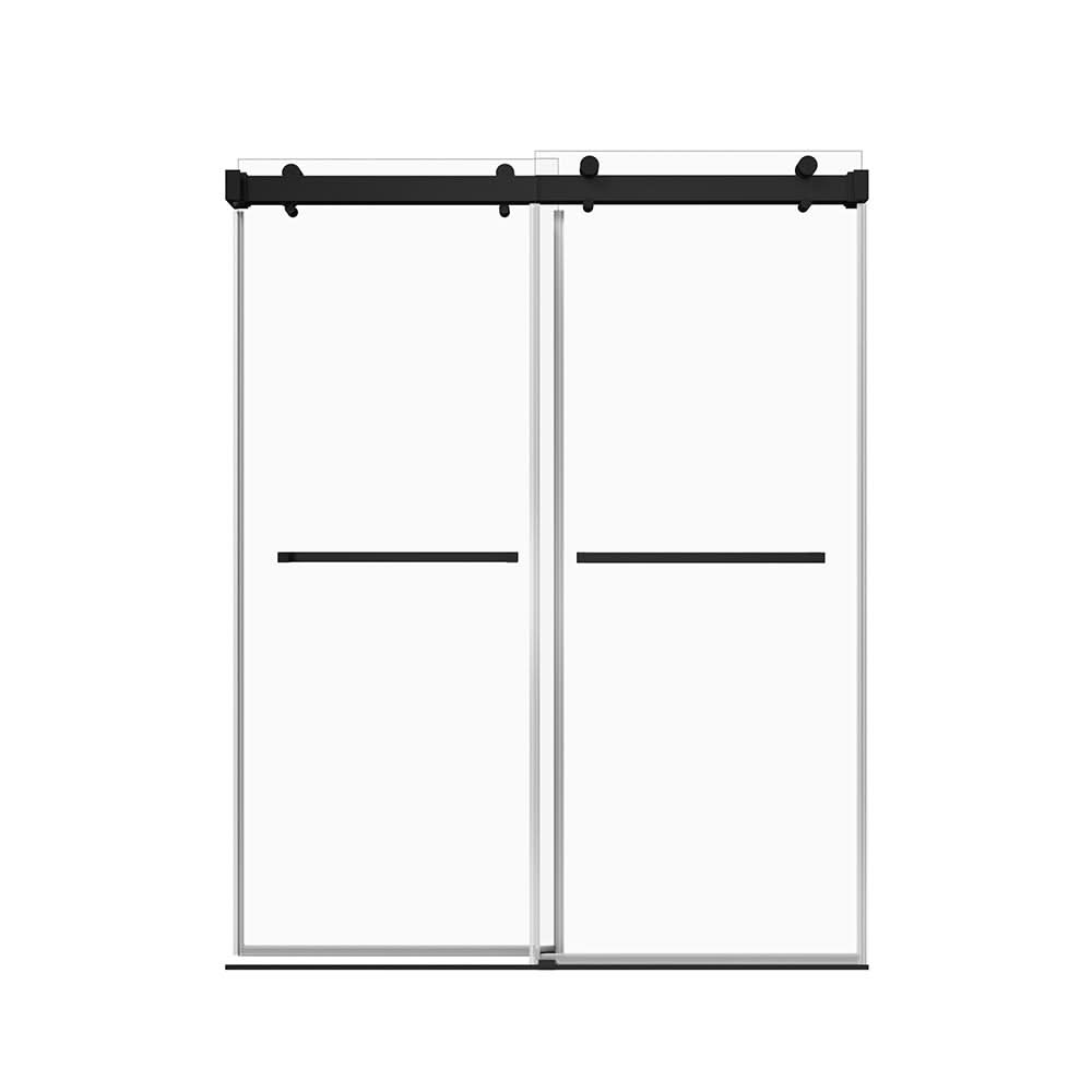 Gorgeous Soft-closing Double Sliding Frameless Shower Door With 3/8 Inch Clear Glass color:matte black