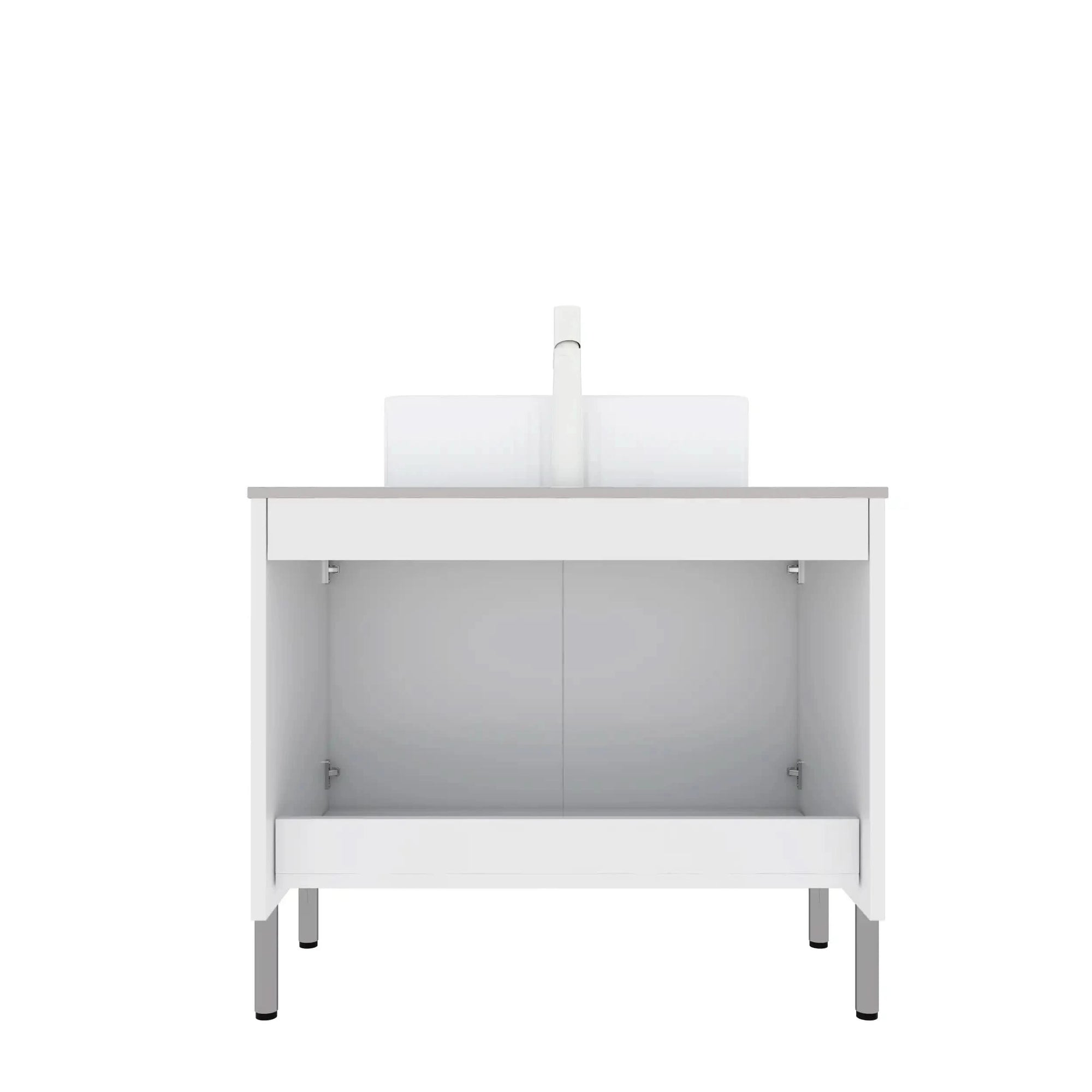 30&quot; X 19&quot; X 33&quot; Bathroom Vanity with Sink: Freestanding Storage Cabinet, White Ceramic Basin, Carrara Stone Countertop color: White