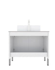 30" X 19" X 33" Bathroom Vanity with Sink: Freestanding Storage Cabinet, White Ceramic Basin, Carrara Stone Countertop color: White