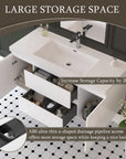 48 inch white floating bathroom vanity with large storage space and U-shaped drawer design | Ace Decor