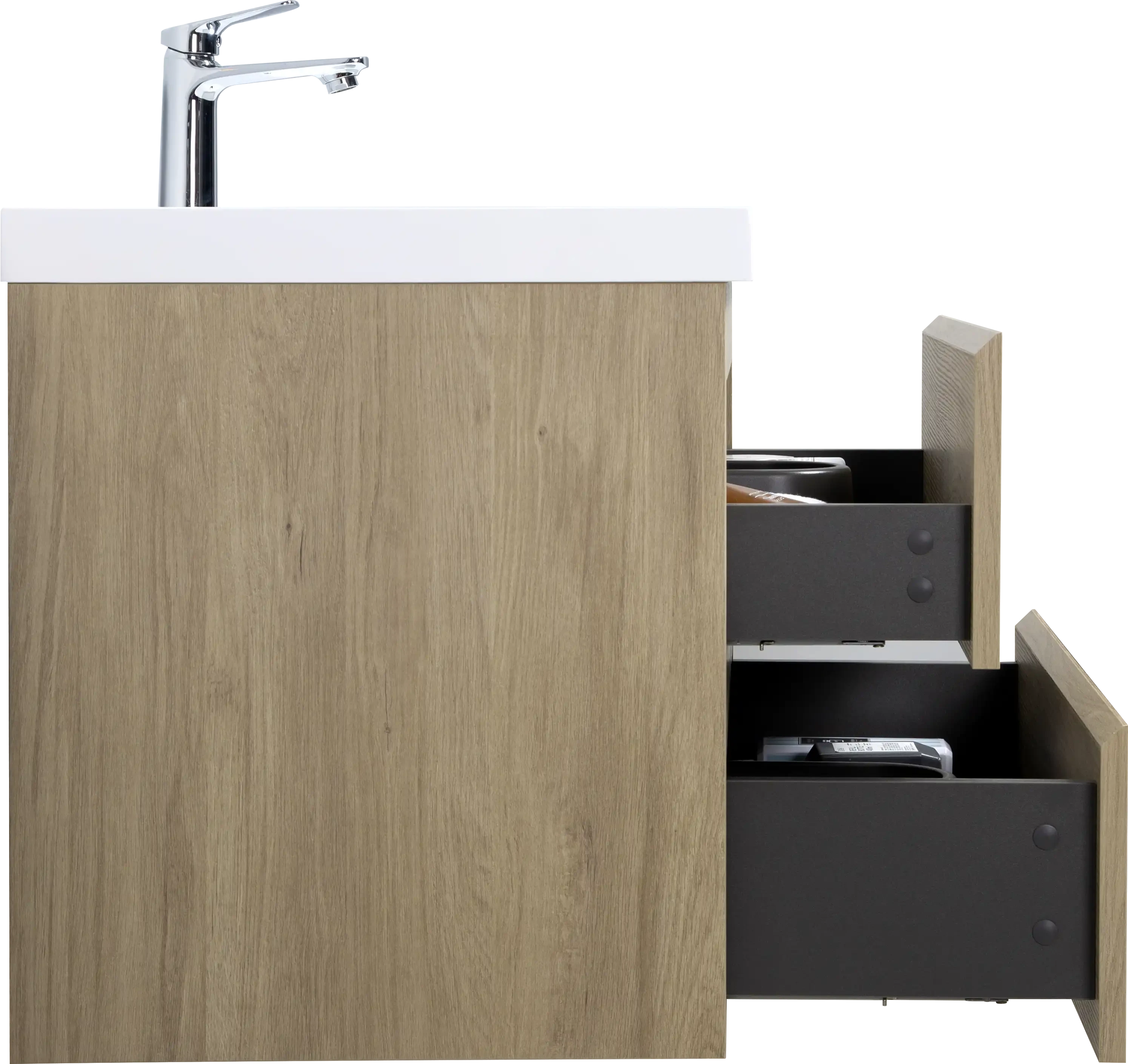 Floating Bathroom Vanity with Resin Top Basin & Soft Close Drawers - Modern Wall-Mounted Storage Cabinet color: Black