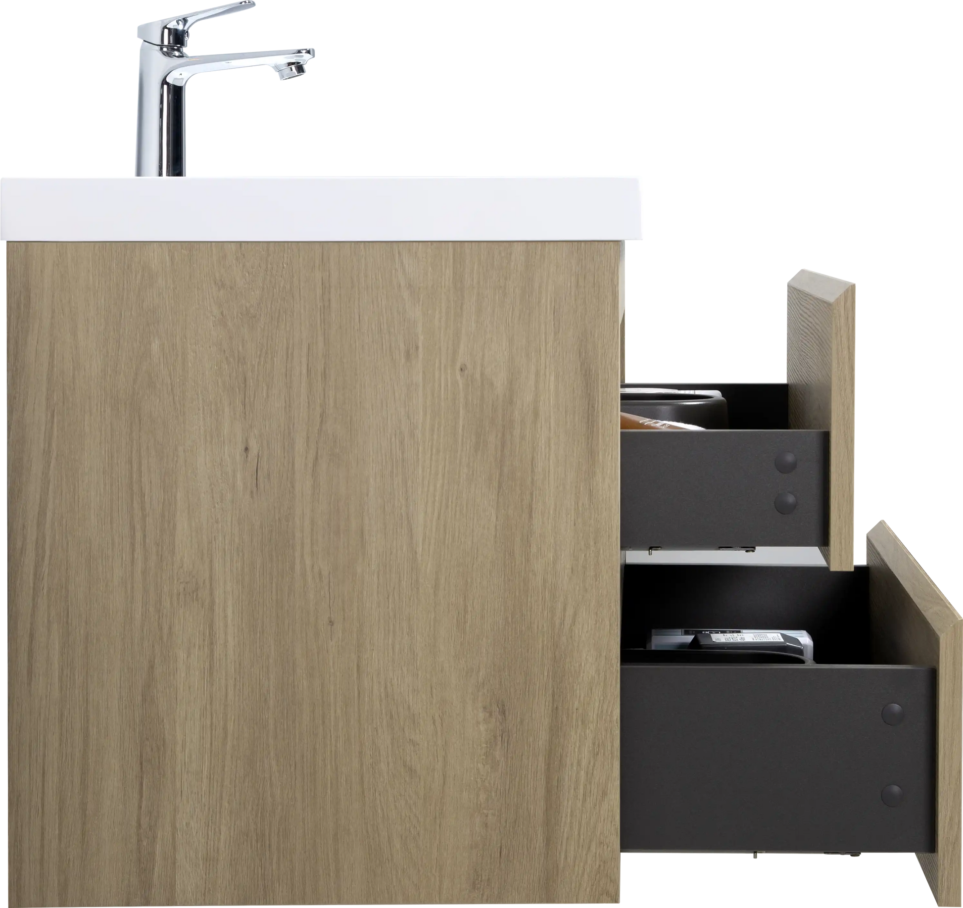 Floating Bathroom Vanity with Resin Top Basin & Soft Close Drawers - Modern Wall-Mounted Storage Cabinet color: Black