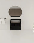 24" wall-mounted bathroom vanity no sink with round mirror modern setup | Ace Decor
