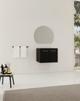 24" bathroom vanity no sink minimalist wall-mounted design full bathroom scene | Ace Decor