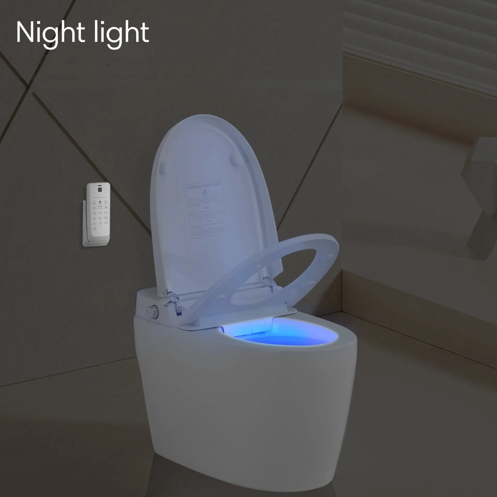 LUXOVA Smart Bidet Toilet night light feature – soft LED illumination for modern bathroom.