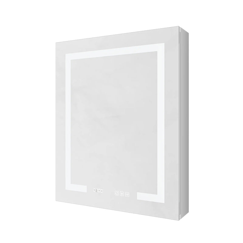 Halo Series 24x30 Rectangular Silver LED Medicine Cabinet - Left-Opening, Inner Glow