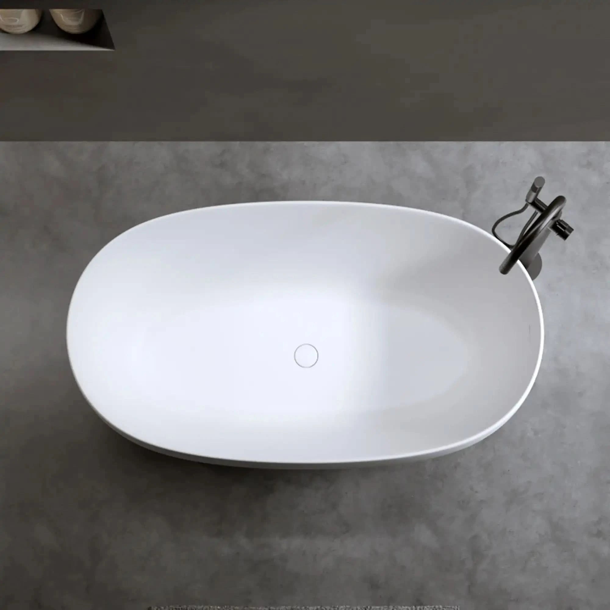 47&quot; Compact Solid Surface Resin Bathtub with Pop-Up Drain &amp; Overflow – Modern &amp; Affordable for Small Spaces color: Matte White