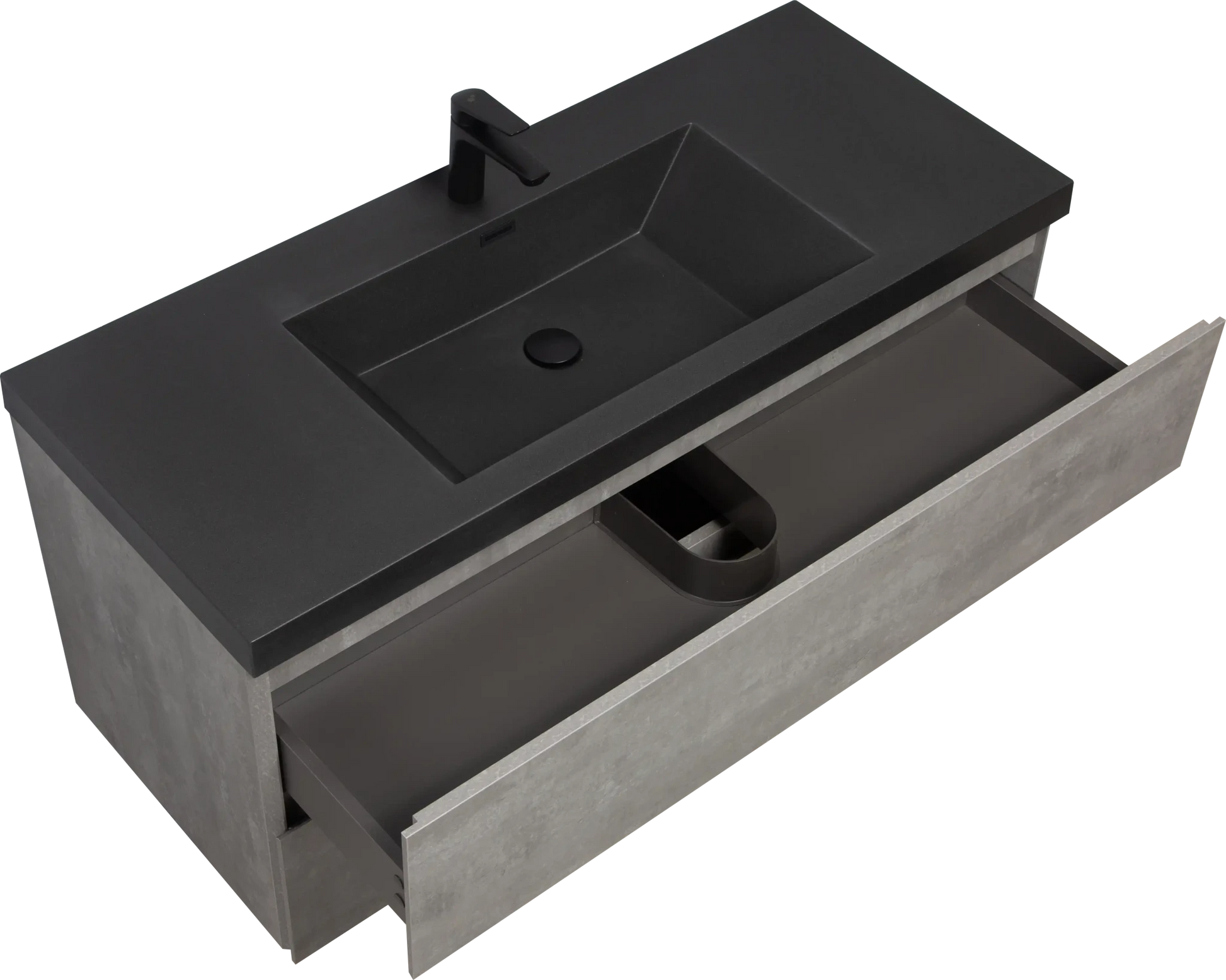 Floating Bathroom Vanity with Quartz Sand Basin and Soft Close Drawers color: Grey