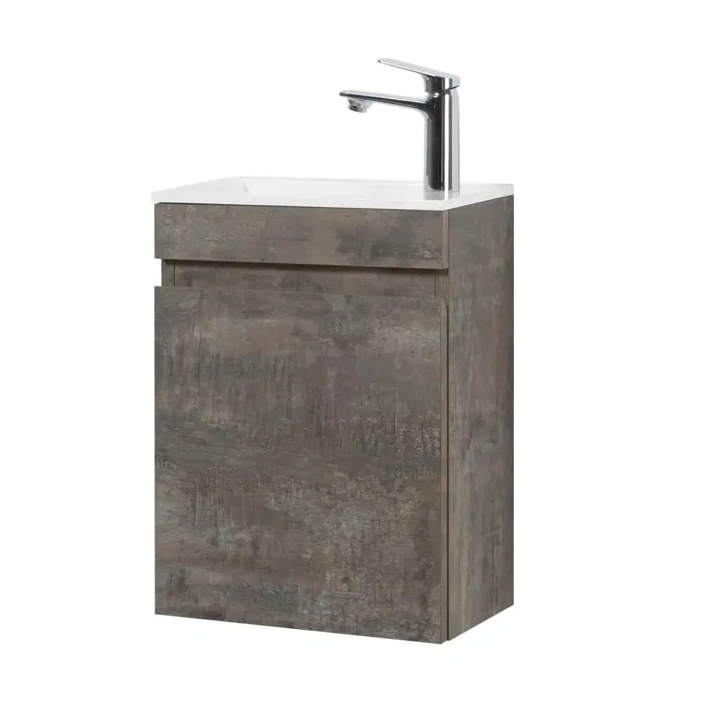 16&quot; Birch Floating Bathroom Vanity with Resin Sink and Soft Close Doors color: Grey