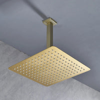Installation view of the Lorton 12" brushed gold rain shower head.
